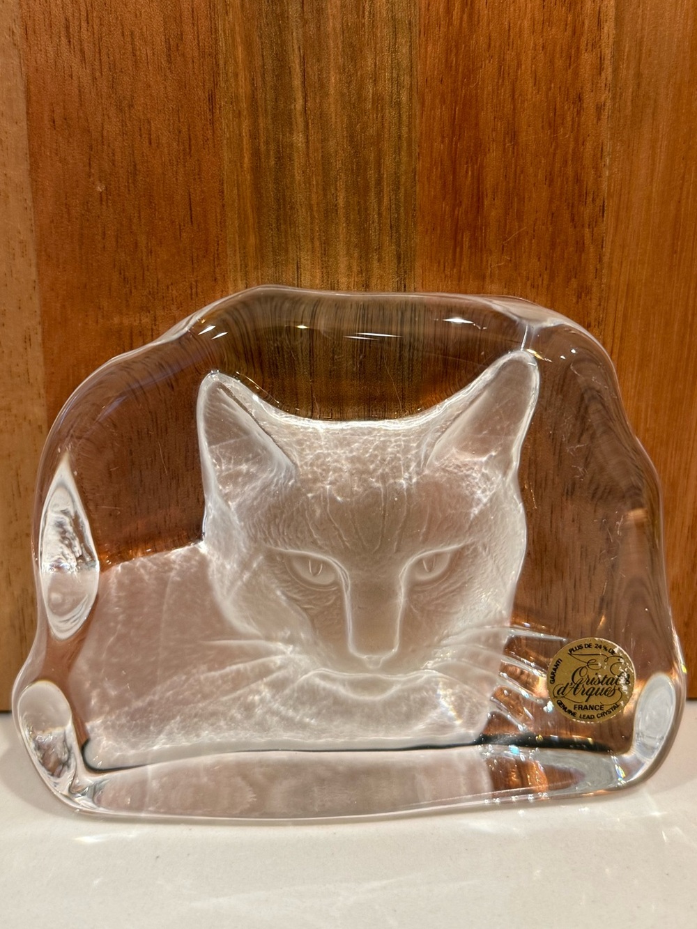 Vintage Cat paperweight Cristal d’Argues France